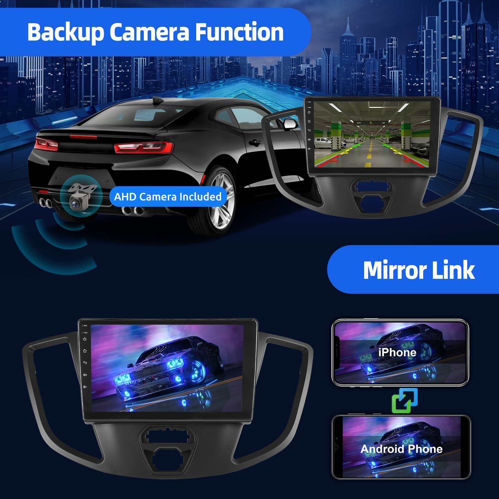9″ CarPlay 4+64G For 2015-2019 Ford Transit 150/250/350 Car Stereo DVR&AHD BT FM