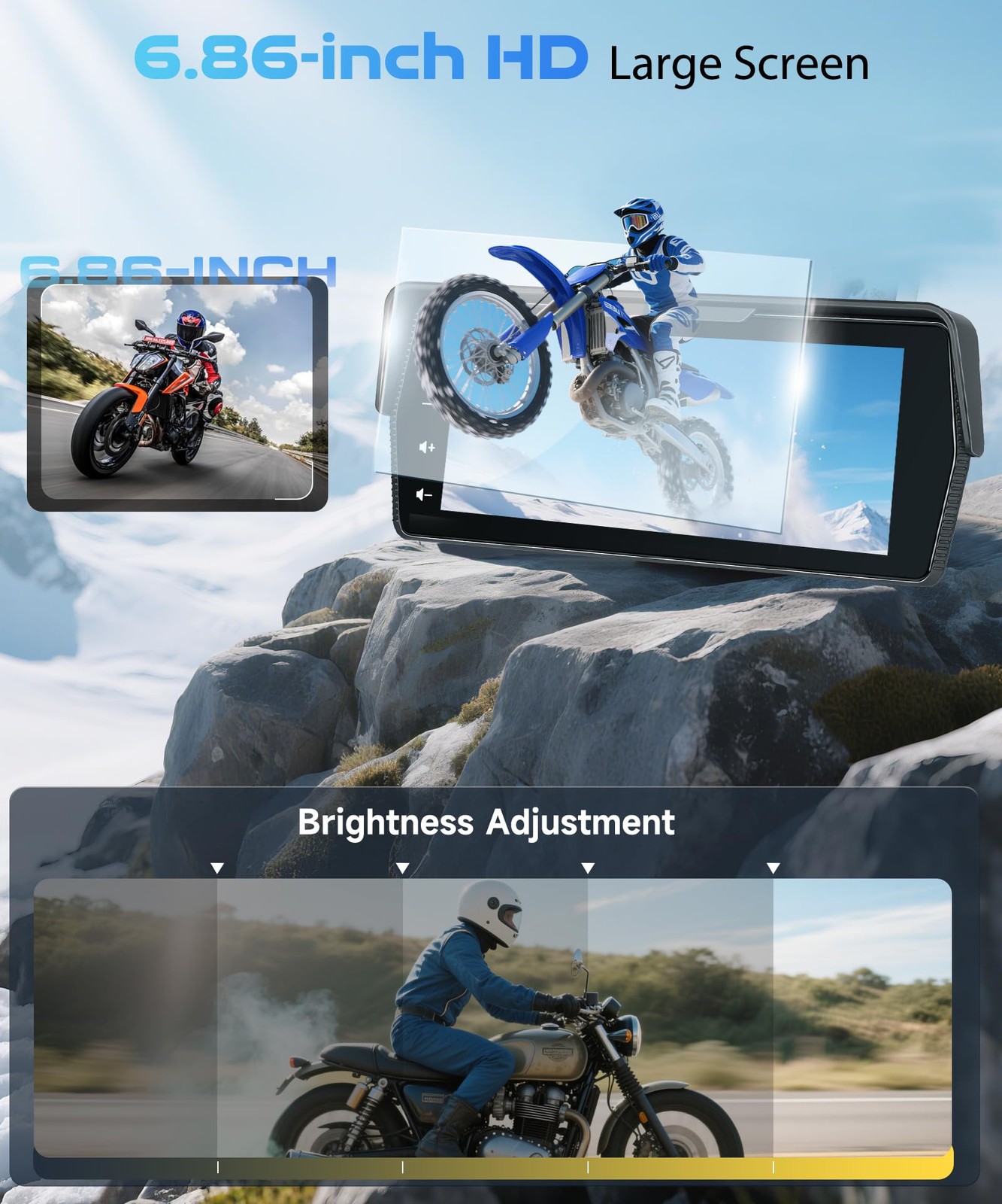 KYNNT【Dual Camera Video Recording】 6.86 Inch Motorcycle Carplay Screen…