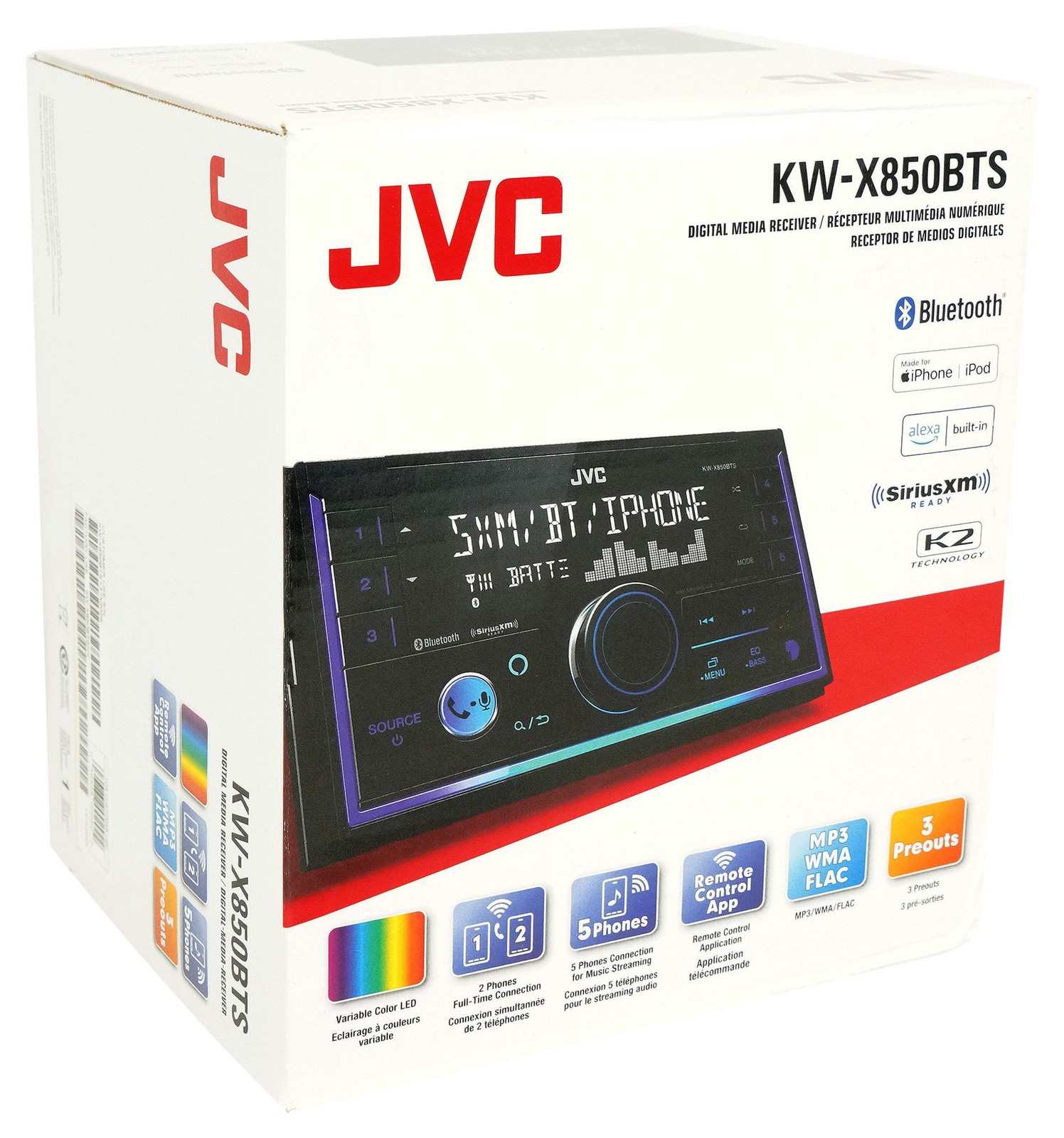 JVC KW-X850BTS 2-Din Car Stereo Receiver Bluetooth/USB/XM Ready/Alexa/13-Band EQ