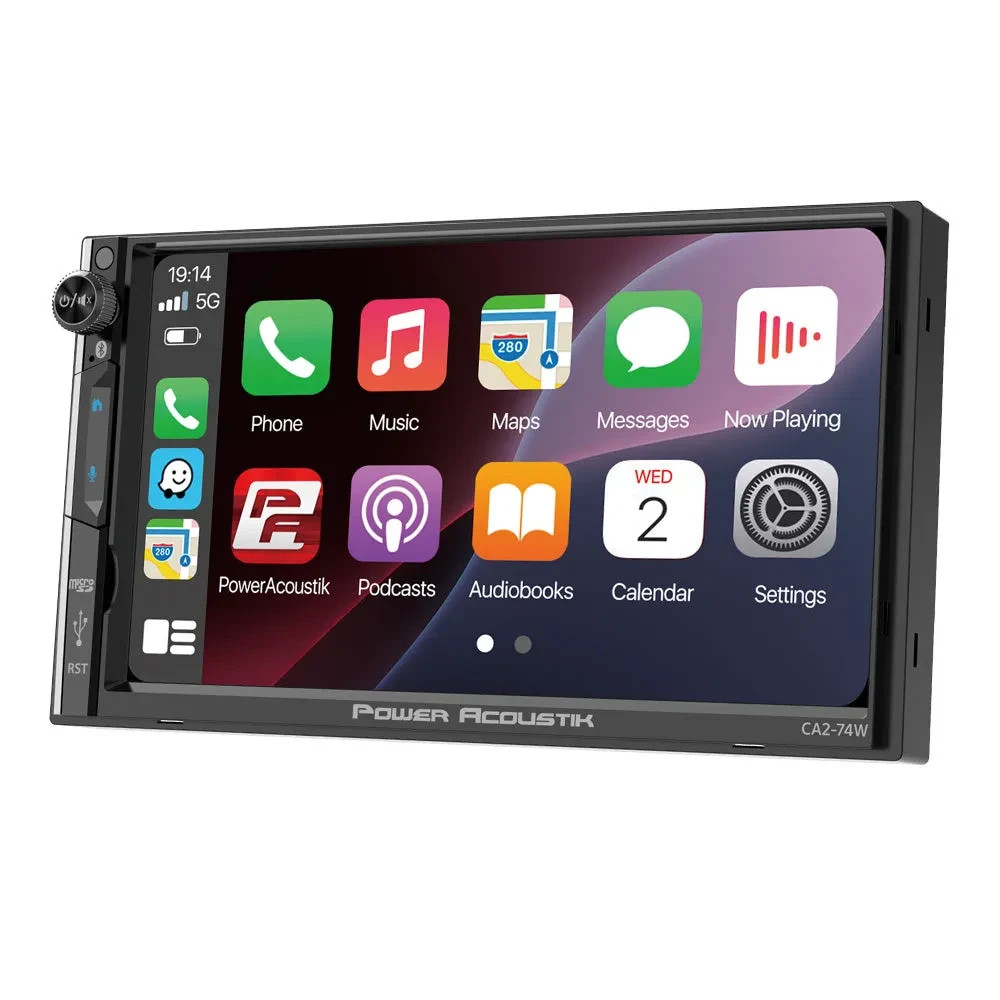 Power Acoustik CA2-74W 2-DIN Car Stereo Wireless Apple Carplay Android Auto