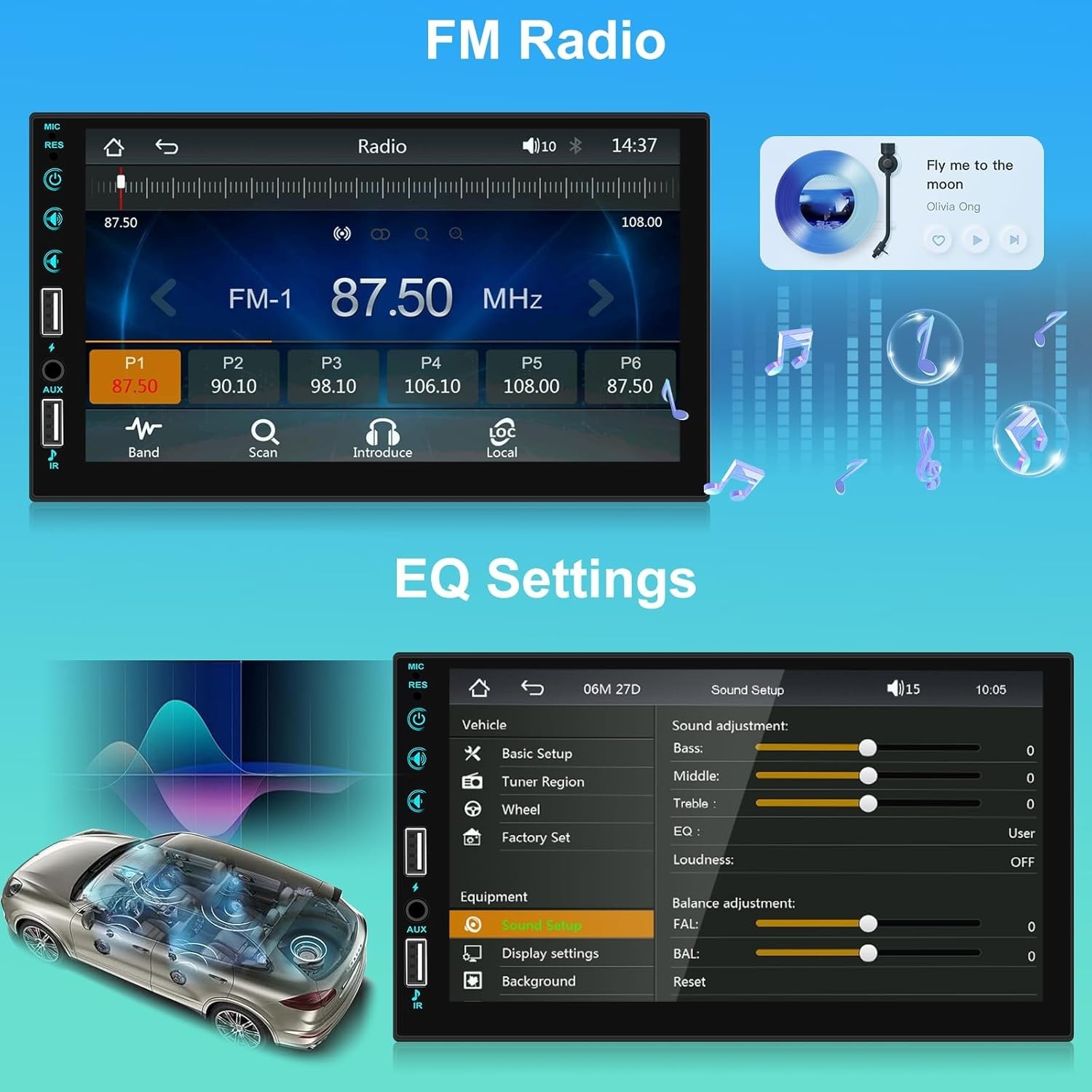 Touchscreen Car Stereo with Mirror Link, Bluetooth & Rear View Camera Support