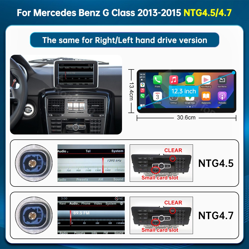 12.3′ Wireless CarPlay Multimedia TouchScreen For Benz G G550 W463 G500 NTG4.5/5