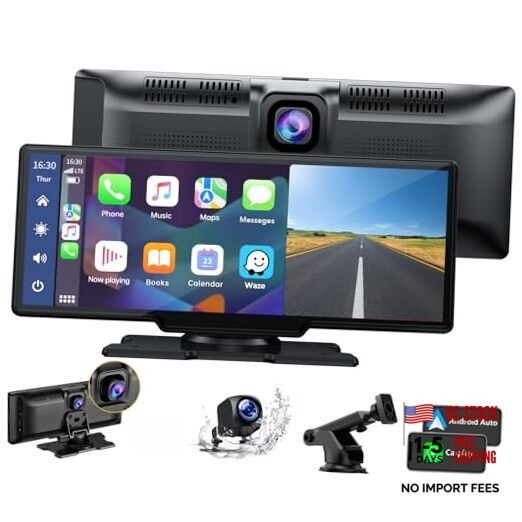 9.26″ Wireless Carplay and Android Auto with 2.5K Dash Cam, 1080P Backup