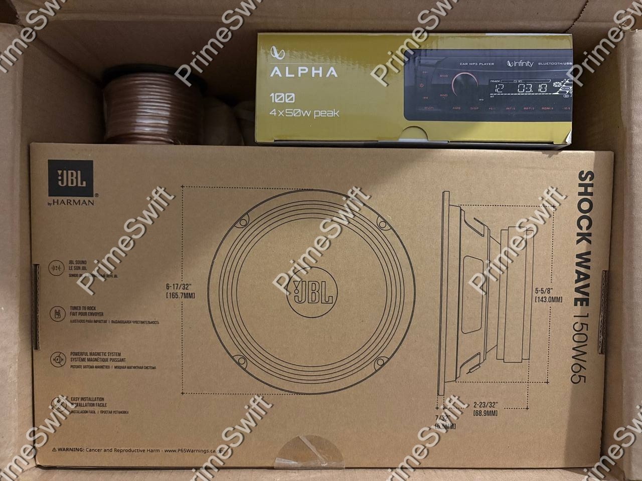 Infinity Bluetooth Car Stereo, 4x JBL 6.5″ Speakers, Enrock Wire Bundle – NEW