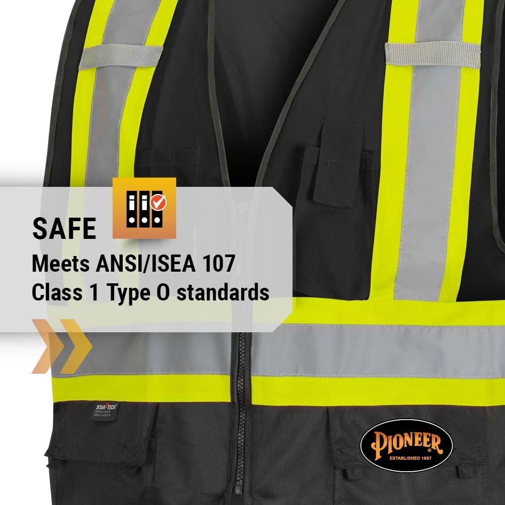 Safety Vest, Hi Vis Reflective Solid Neon, 8 Pockets, Zipper, Adjustable for …