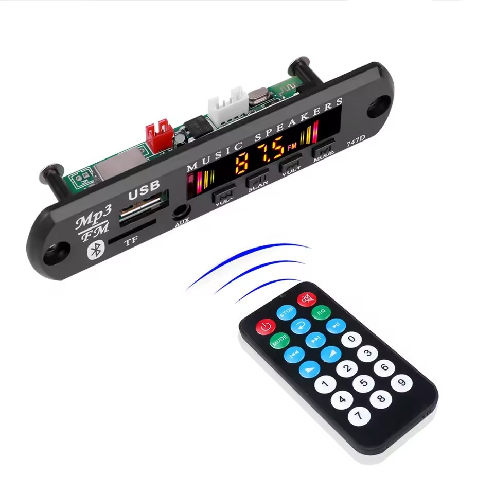 Car Audio Player – Bluetooth 5.0, FM, USB/MicroSD (MP3, WMA, WAV, FLAC), AUX