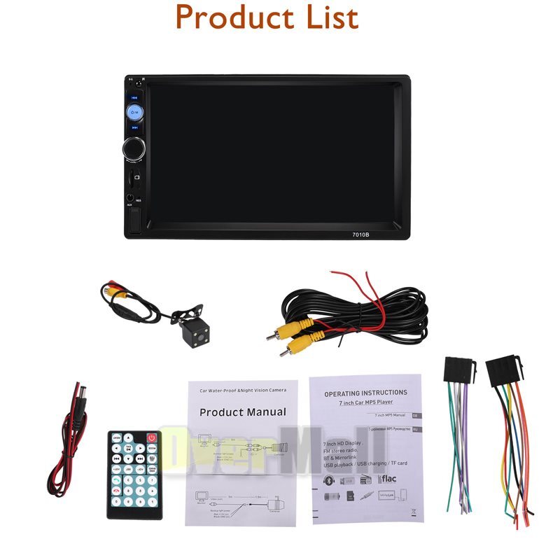 Backup Camera+Double Din Car Stereo Radio mp3 Player Bluetooth with Mirrorlink