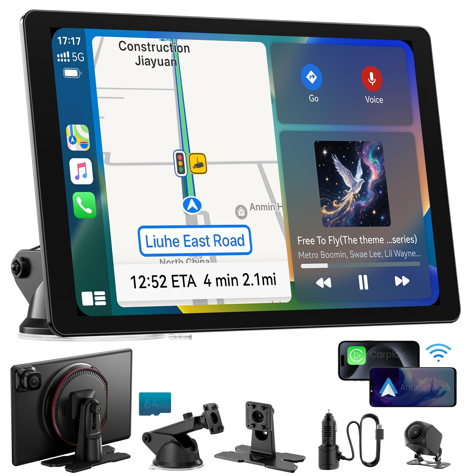 11″ Extra Large Wireless Apple CarPlay Screen for Car – UltraSlim 0.16 Inch