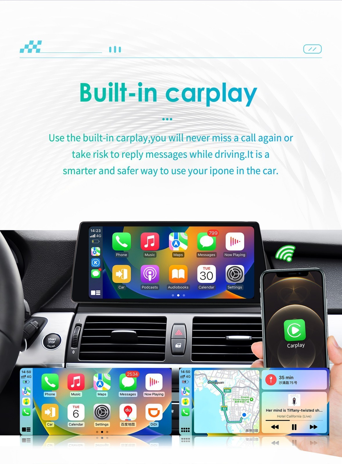 10.33″ 64GB Android Car Radio Carplay GPS Navi For BMW X5 X6 CCC CIC 2007-2010