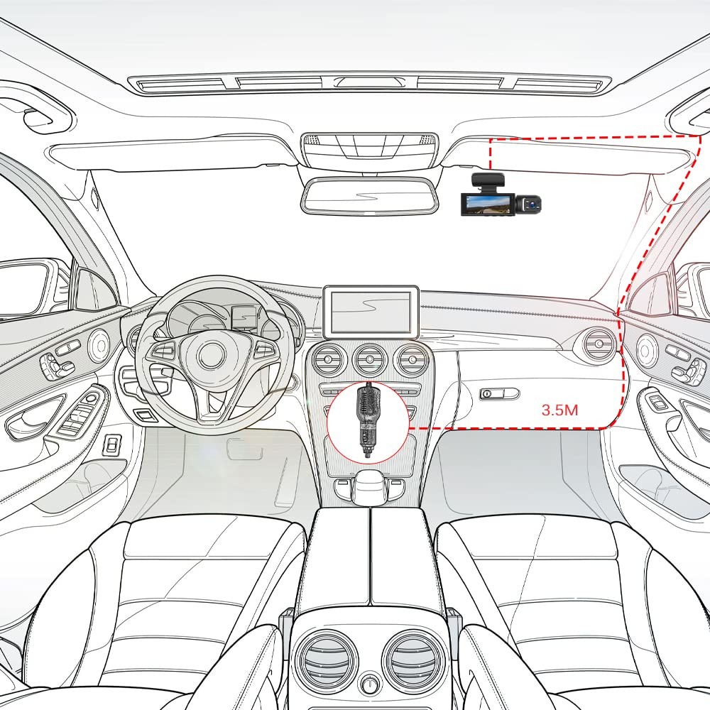 CAMECHO Dual Dash Cam 1080P Front & Inside, IR Night Vision, Loop Record, G-Sens