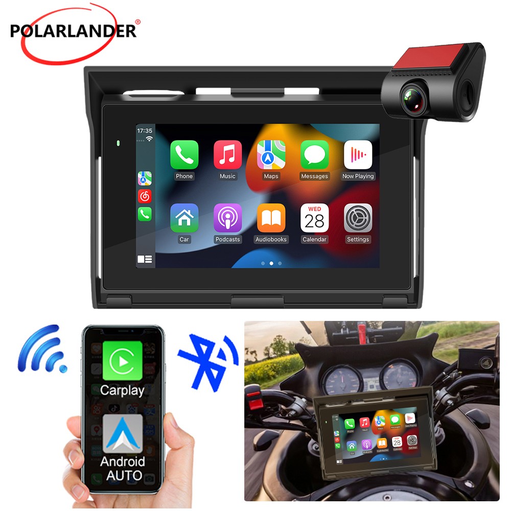 5″ Motorcycle MP5 Player Android Auto CarPlay DVR Support Bluetooth 5.0