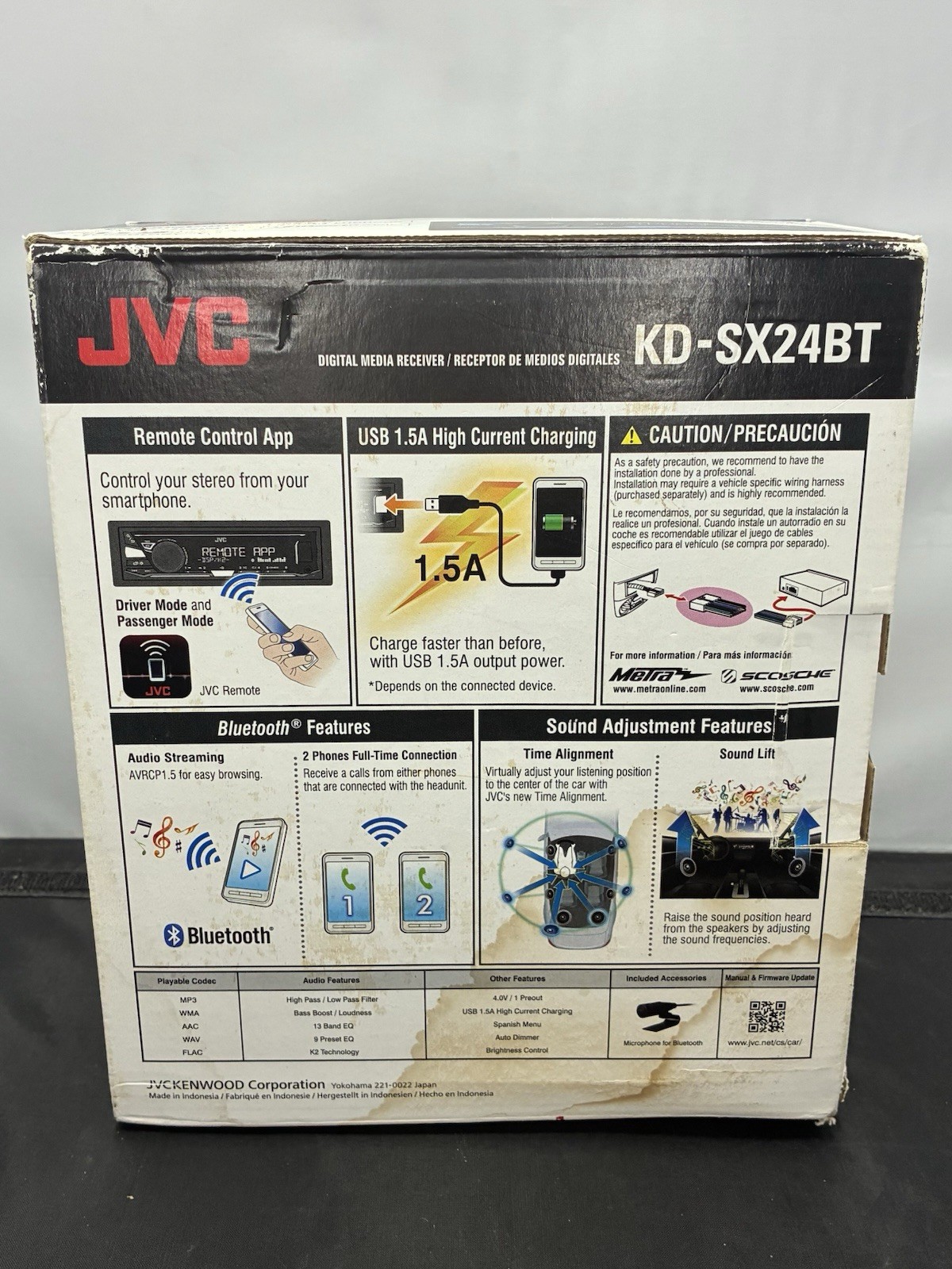 JVC KD-SX24BT Digital Media Receiver For Bluetooth, iPod, And iPhone