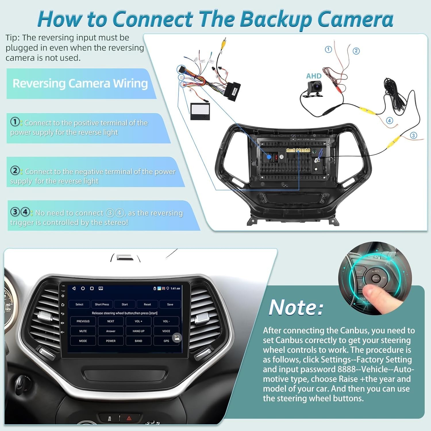 10.1″ 4+64G Android Auto Carplay Stereo for Jeep Cherokee 2013-2018; Free Camera