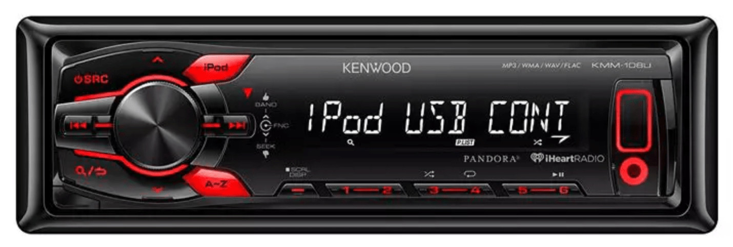 Kenwood KMM-108U Ipod in-Dash Digital Pandora MP3 Media Receiver with Front USB