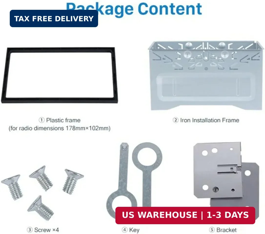 Sound-Way Car Stereo Double DIN Universal Cage with Frame, Installation Dash Kit