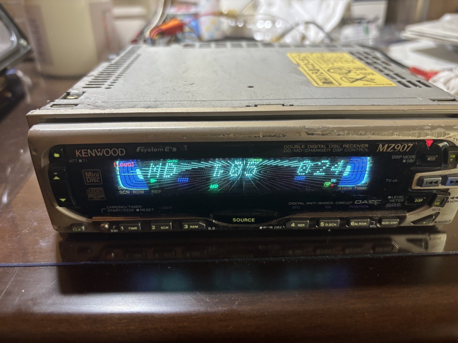 JDM KENWOOD MZ907 CD MD Player with Power Harness Dual Display Working USED Rare