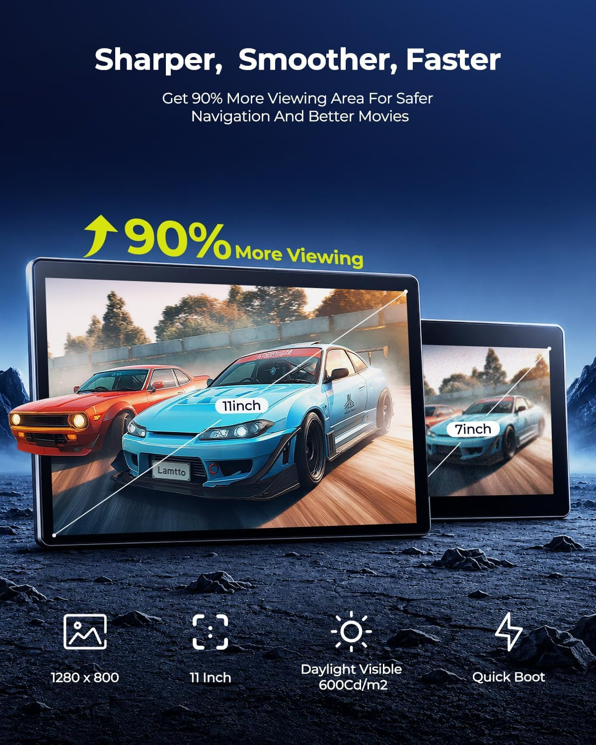 Extra Large 11 Inch Carplay Screen for Car, Built-In Youtube/Tiktok Entertainmen