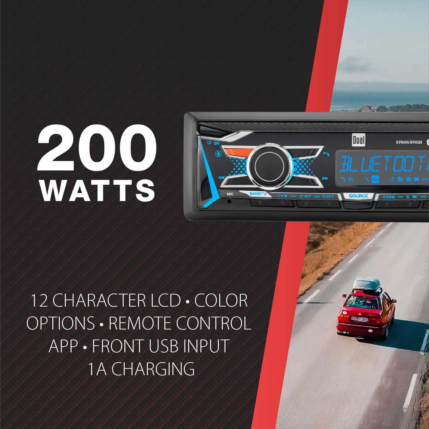 Dual Electronics XRM69RGB | 12-Character LCD Single DIN Car Stereo | RGB Custom
