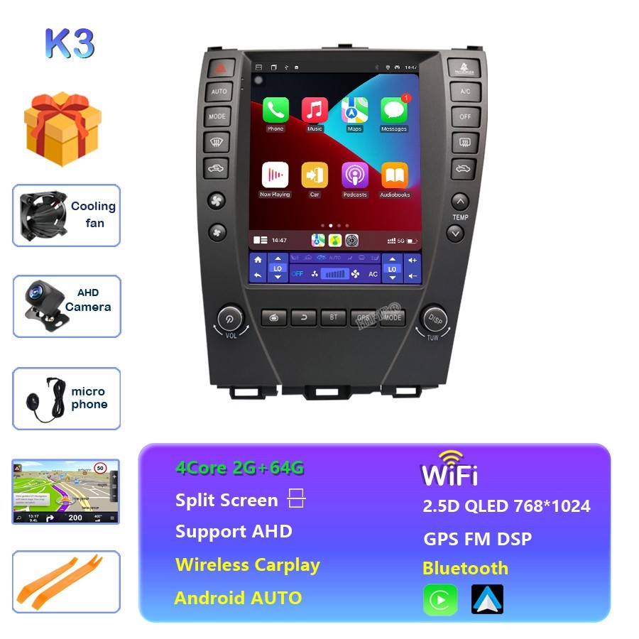 For Lexus ES ES240 ES300 ES330 ES350 2006-2012 For Tesla Style Screen Car Radio
