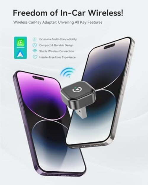 2026 2-in-1 Wireless CarPlay & Android Auto Adapter, Ultra Mini Spedal CL322M