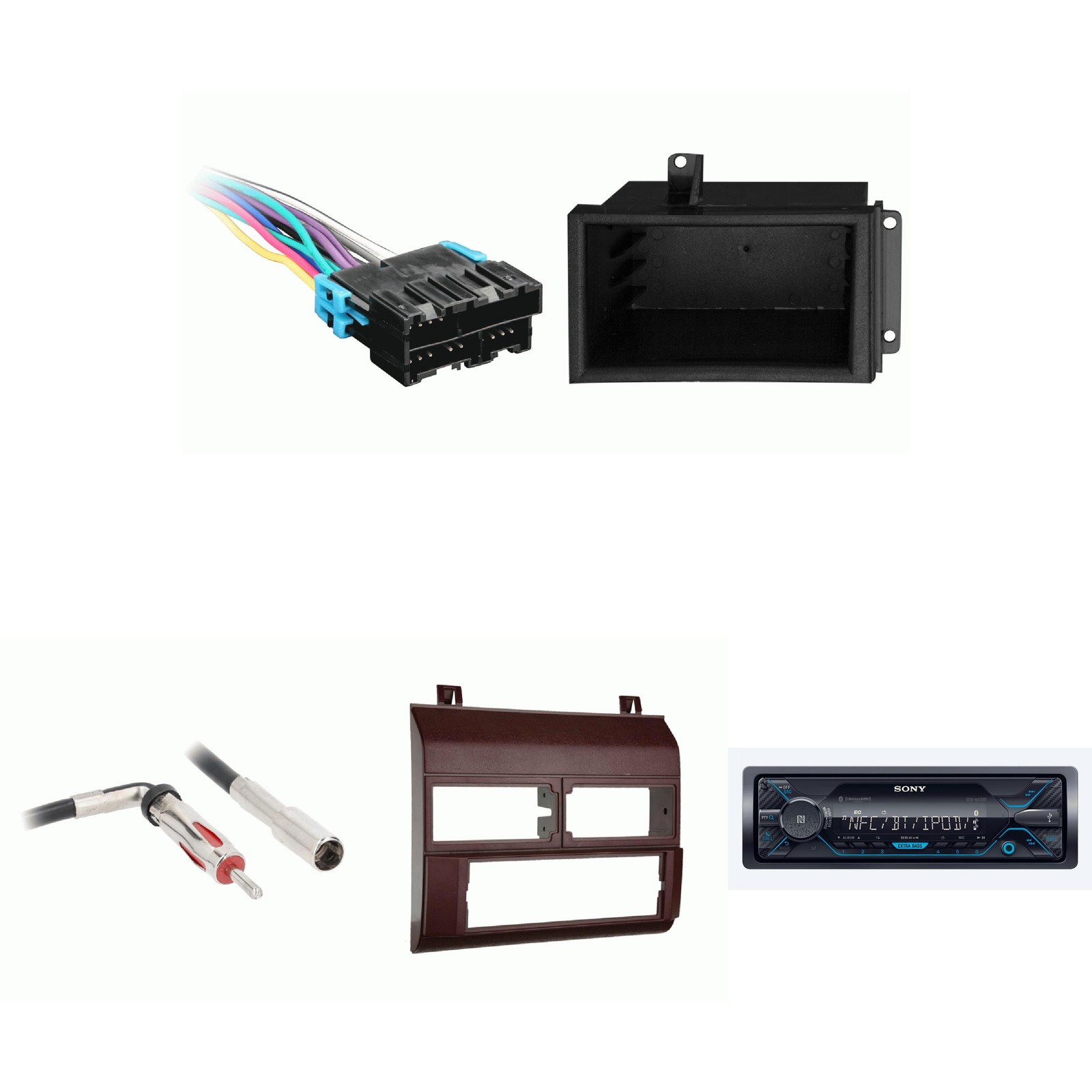 SONY DSX-A415BT Single Din Radio Bundle RED Dash includes pocket Compatible w…