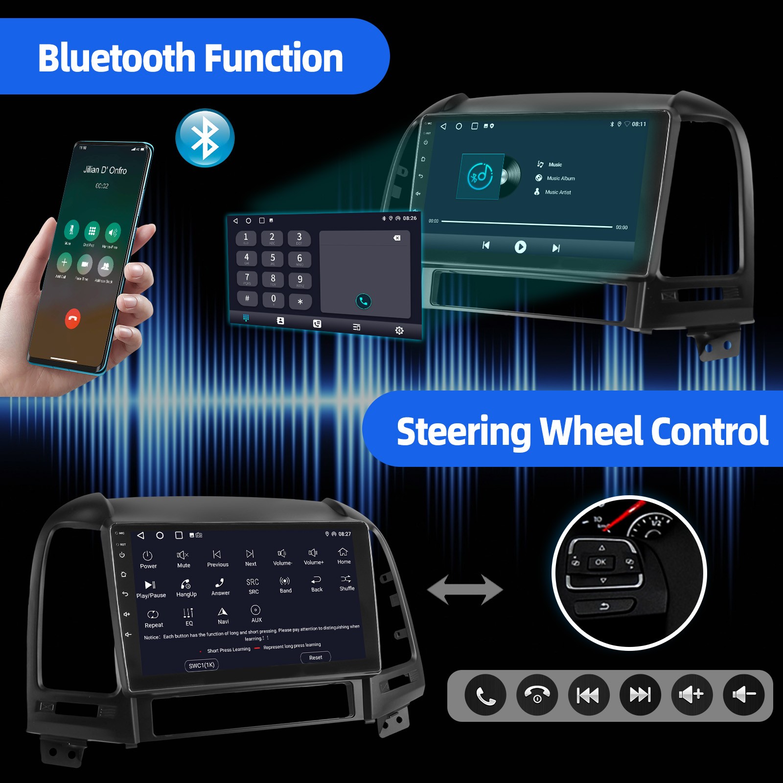 Apple Carplay For Hyundai Santa Fe 2 2006-2012 Android 15 Car Radio Stereo GPS
