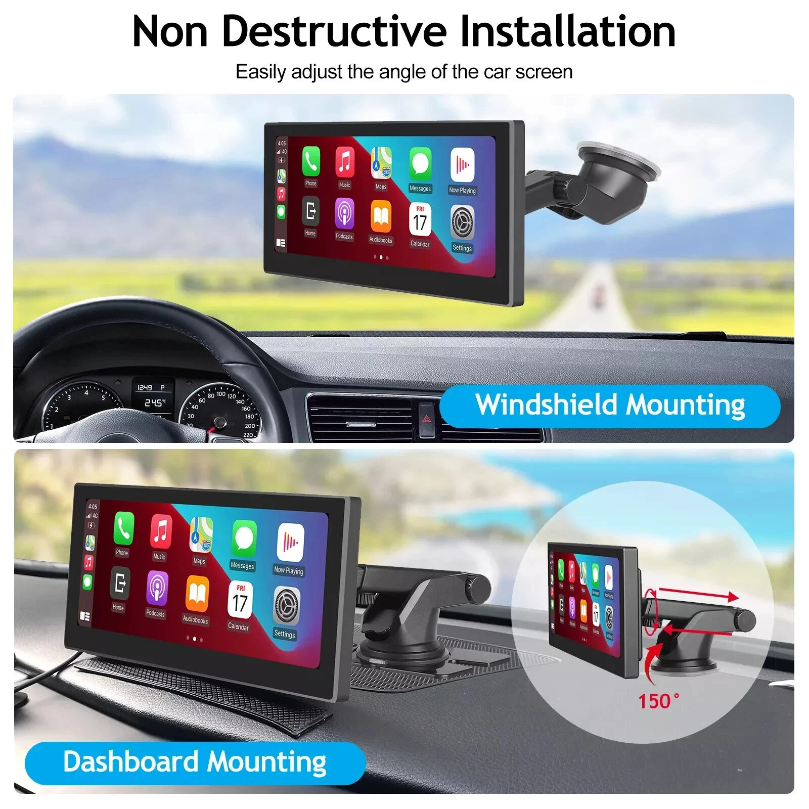 8.86” Car Portable Wireless Apple CarPlay Android Auto FM Touch Screen Radio
