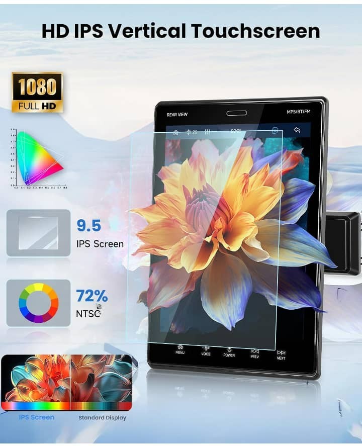 9.5 Inch Wireless CarPlay & Android Auto Single DIN Car Stereo Rotatable Touchsc