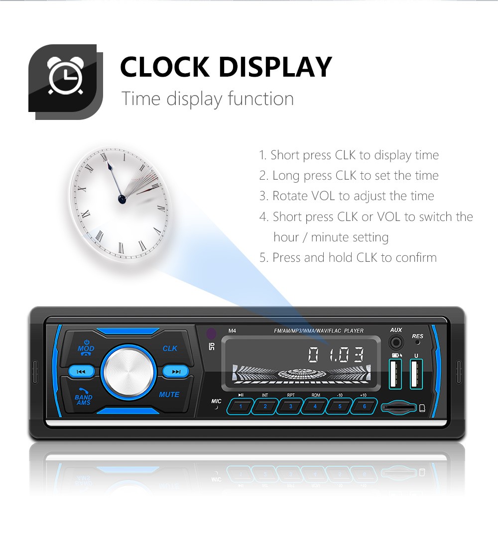 M4 Bluetooth Autoradio 1 Din Car Radio Stereo MP3 Player USB AUX FM AM RDS