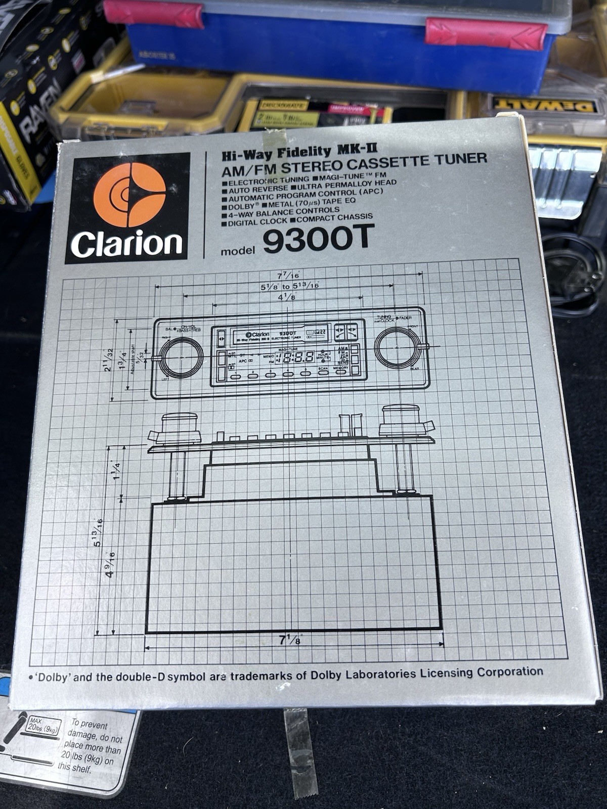 Clarion 9300R AM/FM Cassette Deck .Old School Stereo. Two Shaft Design. NOS. NEW
