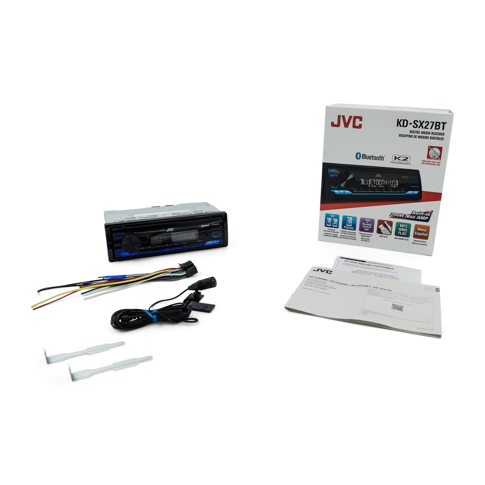 JVC KD-SX27BT Car Stereo with Bluetooth, 100W Digital Media Receiver, 1.5A…