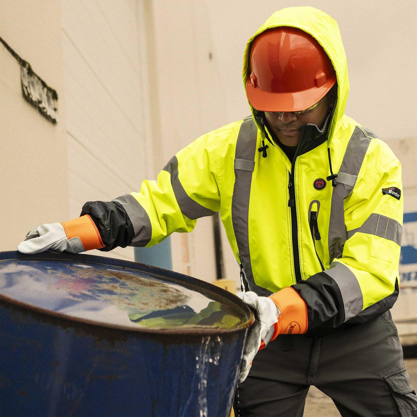Pioneer Hi Vis Waterproof Heated Safety Bomber Jacket – Class 3 Winter Rain Gear