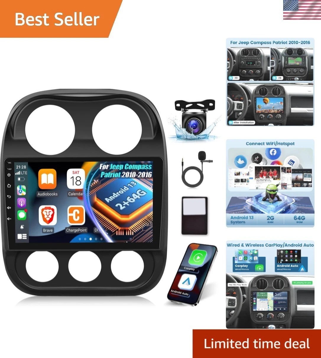 Upgrade Your Ride: 10.1″ Jeep Compass Android Stereo with Steering Wheel Control