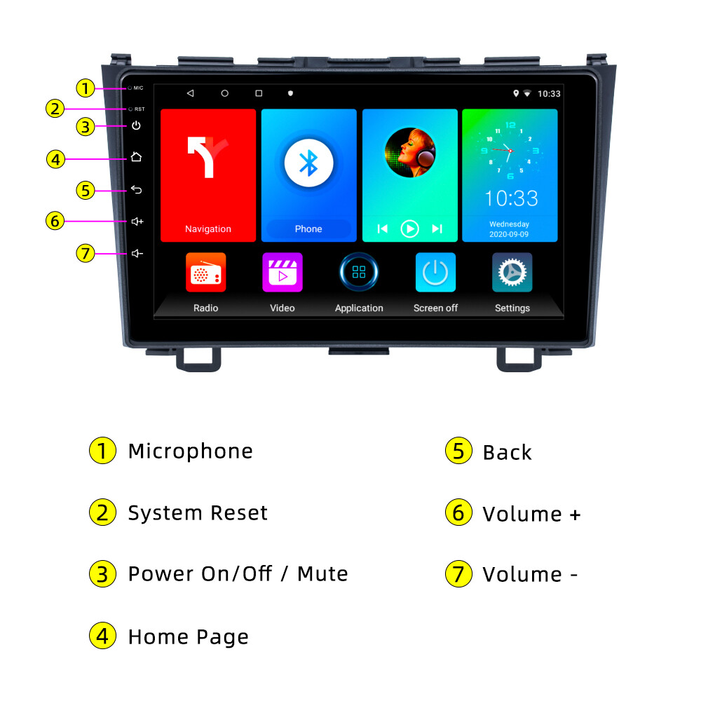 For 2007-2011 Honda CRV Android 13.0 Carplay Car Stereo Radio GPS Navi WIFI +CAM