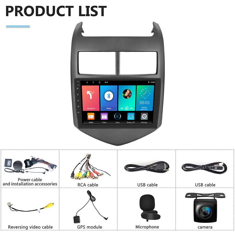 Android 12 Car Stereo Radio GPS NAVI For 2012-2016 Chevrolet Sonic Aveo + Camera