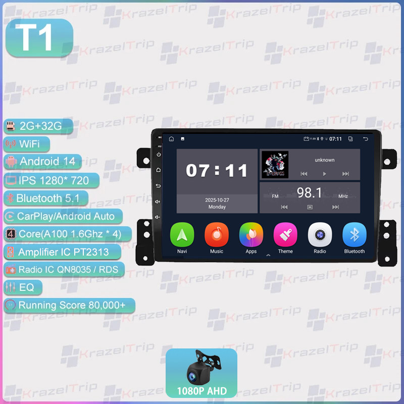 9” 8 Core Car Radio for Suzuki Grand Vitara Escudo 2005 – 2015 AHD 1080P Camera