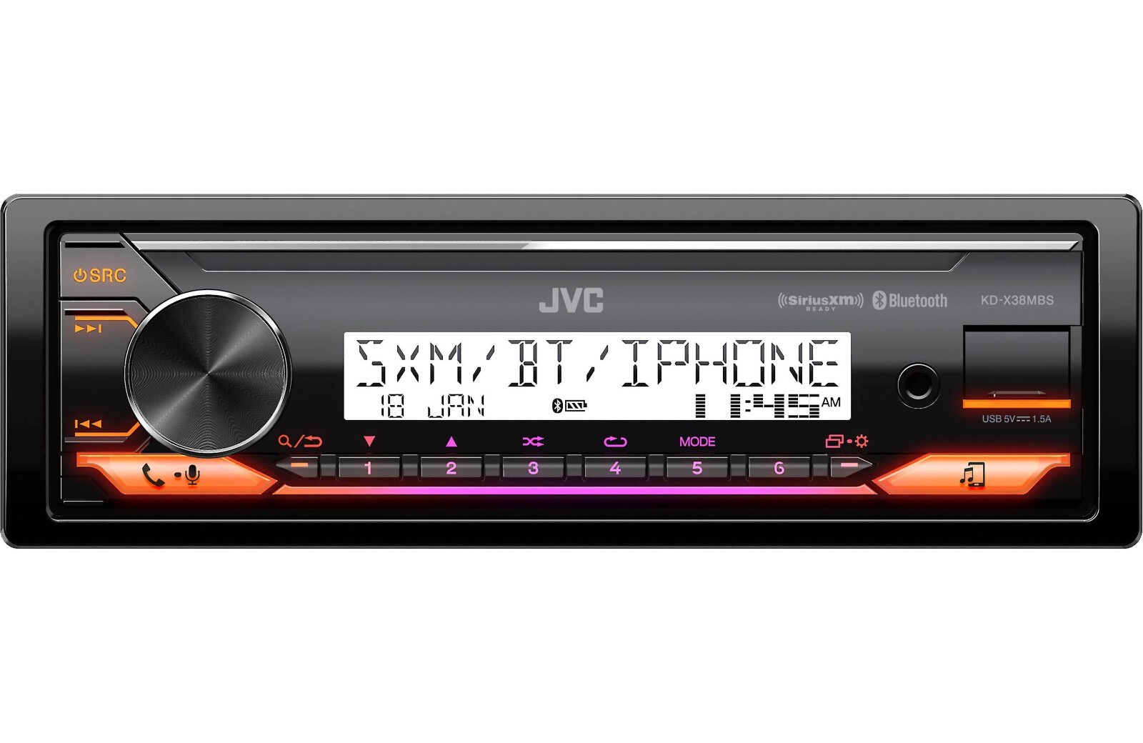 JVC KD-X38MBS Marine Bluetooth Media Player iPhone Android AM FM XM MP3 USB Aux