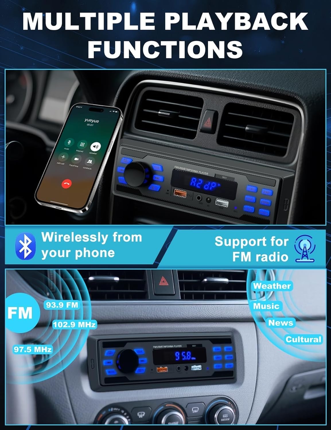 Compact Bluetooth Car Stereo with Dual USB and Remote – Perfect for Any Vehicle