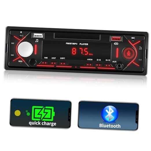 Single Din Car Stereo Bluetooth Multimedia Car Audio Receivers with Digital