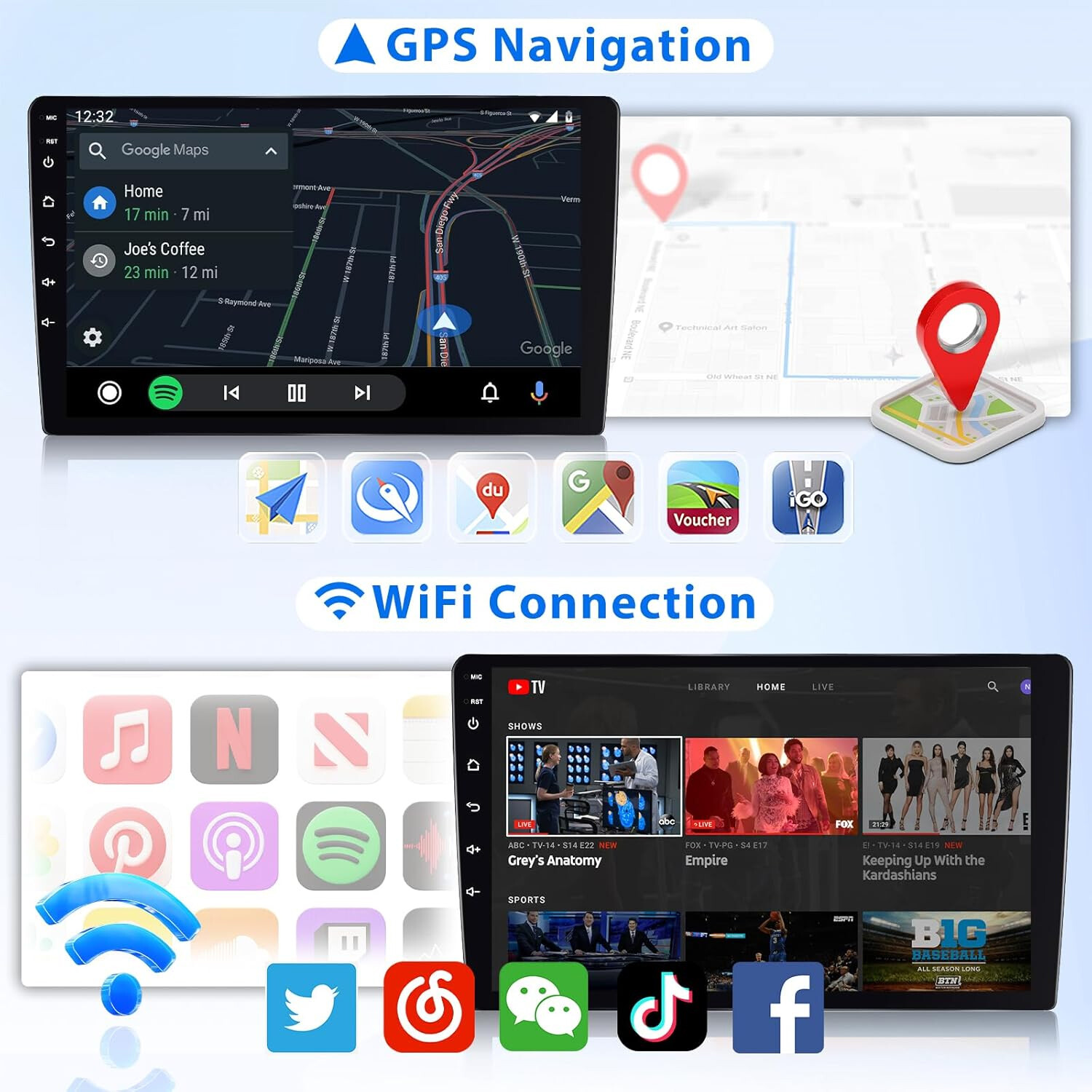 10.1″ Car Stereo Radio Android 14 CarPlay GPS For Ford Transit Connect 2010-2014
