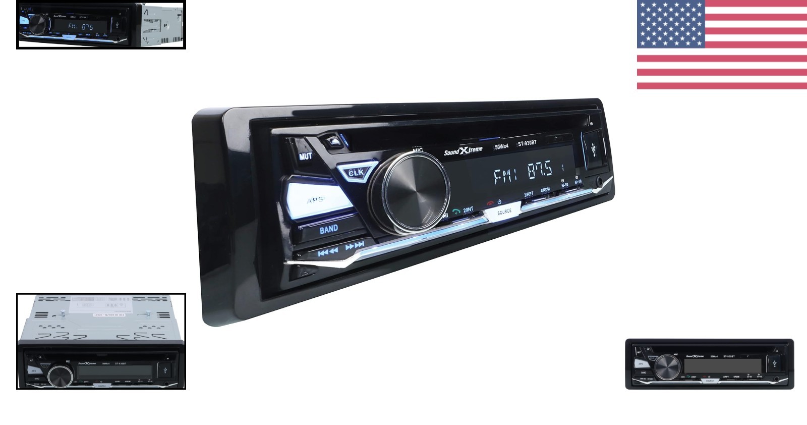 Car Stereo Receiver ST-930BT with Bluetooth, USB, SD, Aux, 4 Channels RCA