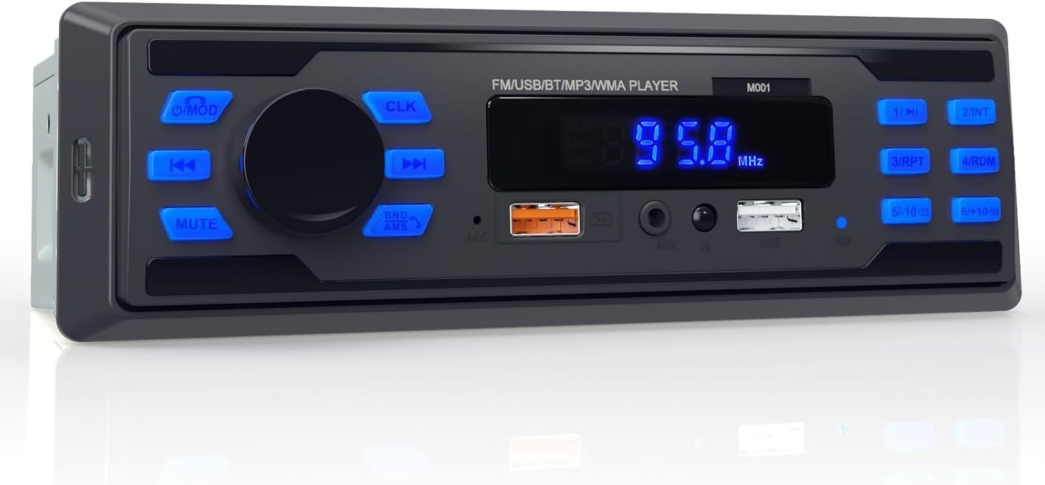 High-Power Single DIN Bluetooth Car Stereo with Remote & Immersive Sound Quality