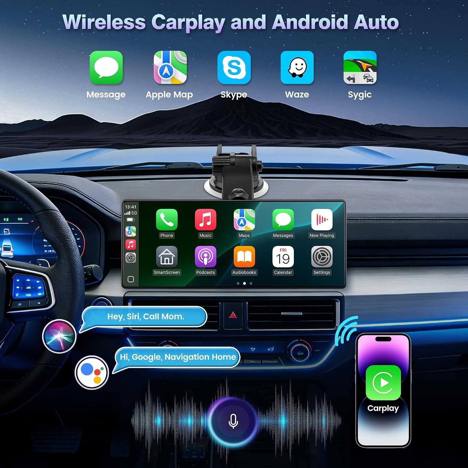 26 Wireless CarPlay Screen Upgrade Display for Cars Android Auto AutoPlay