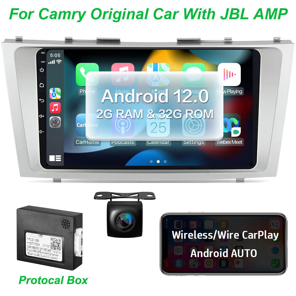 For Toyota Camry 07-11 JBL Android 12 Car Stereo Radio GPS Apple CarPlay 2+32GB