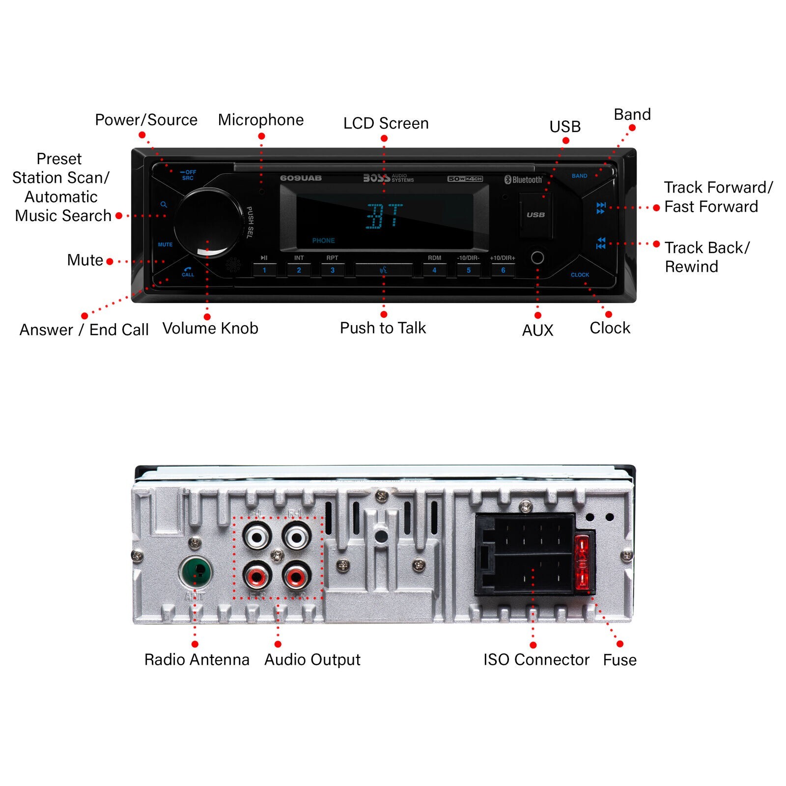 BOSS Audio Systems 609UAB Multimedia Car Stereo – Single Din, Bluetooth Audio