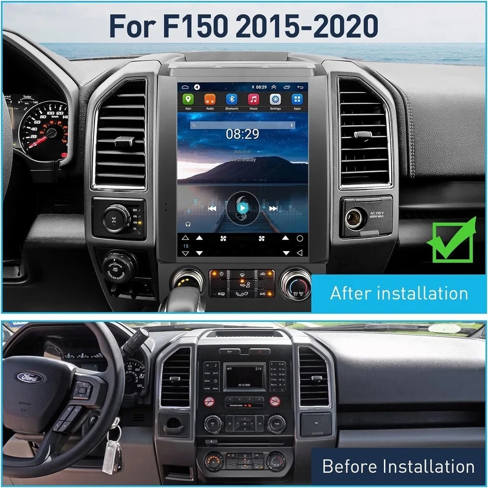 12.1” Android GPS CarPlay For FORD F150 2015-2020 Car Radio Stereo Tesla Style