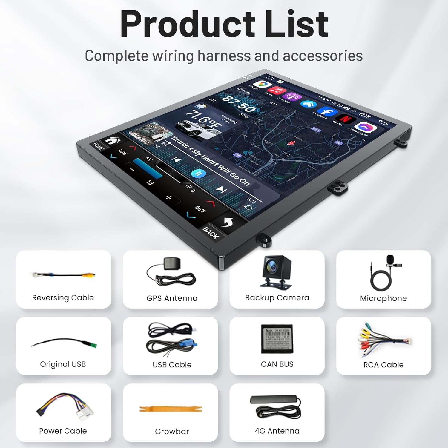4+64G For Ford Mustang 2015-2023 Android13 Car Radio Stereo Carplay GPS Nav WIFI