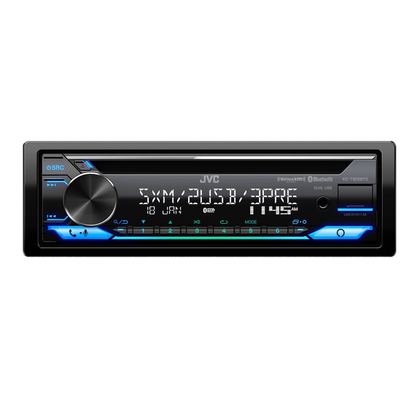 JVC KD-T925BTS Single DIN Bluetooth CD Player USB AUX AM/FM Stereo Receiver