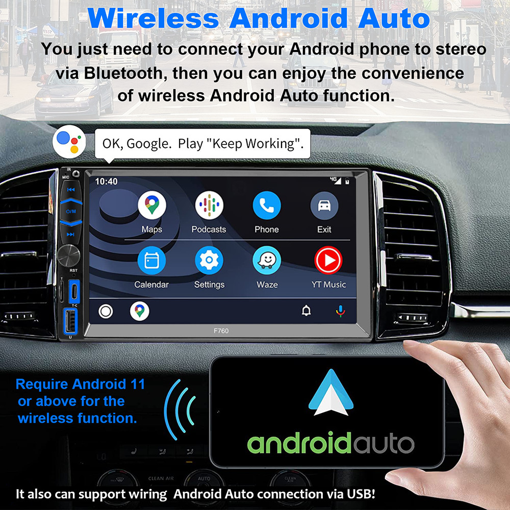 10.1” Double Din Android 13 Touch Screen Car Stereo Radio GPS WiFi Carplay+CAM