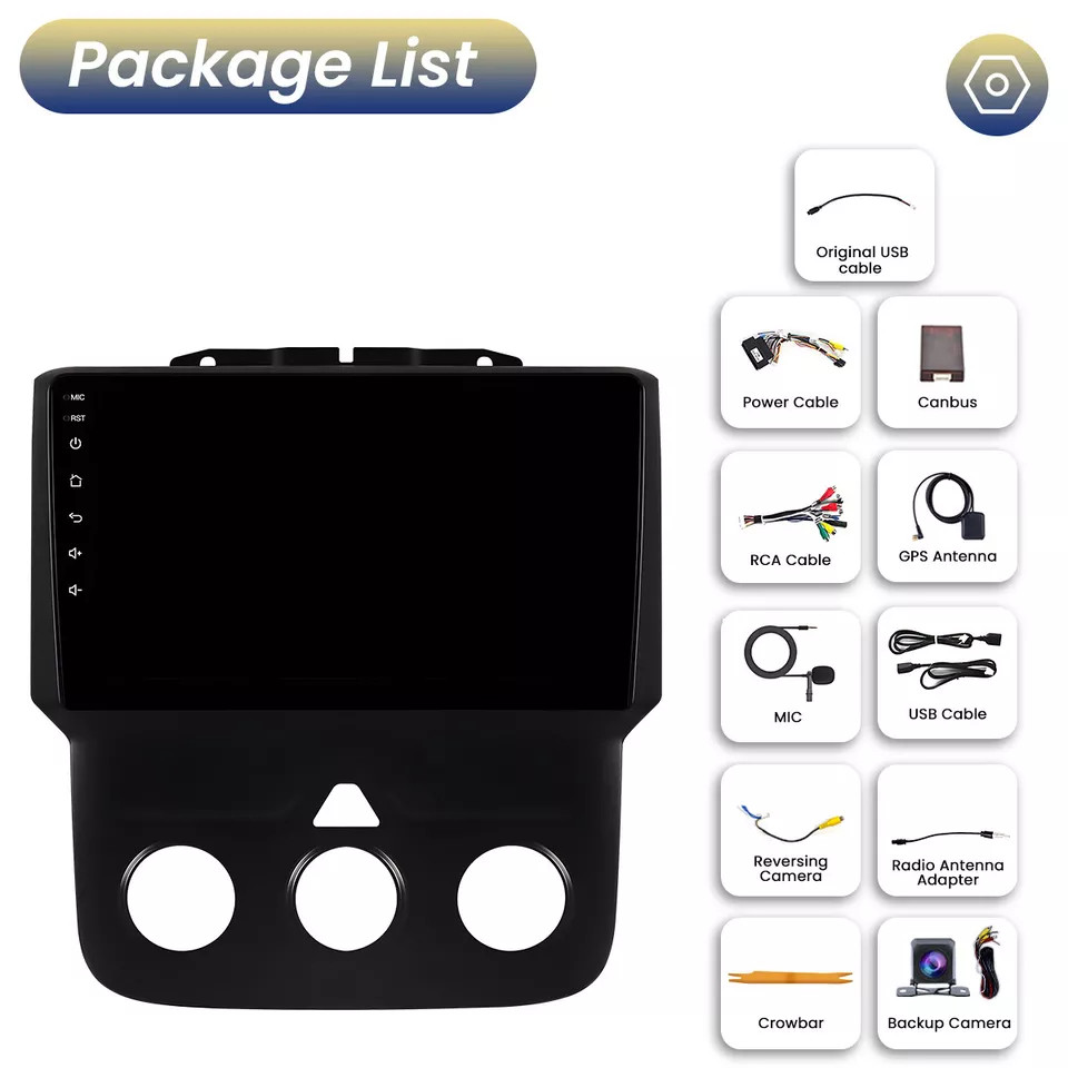 9″ Carplay For 2014-2018 Dodge Ram 1500 2500 3500 Android12 Car Stereo GPS Radio